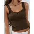 thumbnail image 4 of nvzhuang Women's Crop Tank Tops Slim Fit Backless Lace Trim 3D Bow Ribbed Cami Tank Tops, 4 of 9