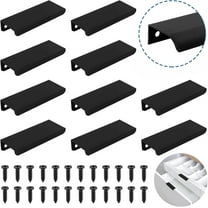 10Pcs Mount Finger Edge Pull Handles,Happon Black Aluminum Hidden Concealed Tab Pulls,Furniture Drawer Handles for Home Kitchen Door Drawer Cabinet Knobs Wardrobe, 150mm/5.9"