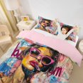 thumbnail image 3 of spefrowx Graffiti Abstract Girl Twin Duvet Cover for Kids, Pink Sunglass Paint Splash Twin Bedding, Pink Reversible, 2 Pieces, 1 Duvet Cover and 1 Pillowcase, 3 of 6