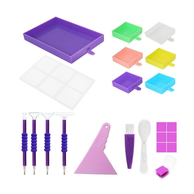 Kits de bandejas de pintura de diamantes 5D para mujeres, bandejas de clasificación de , multifuncional para adultos, soporte de bandeja de pin Multicolor Macarena Bandeja de pinturas de diamantes