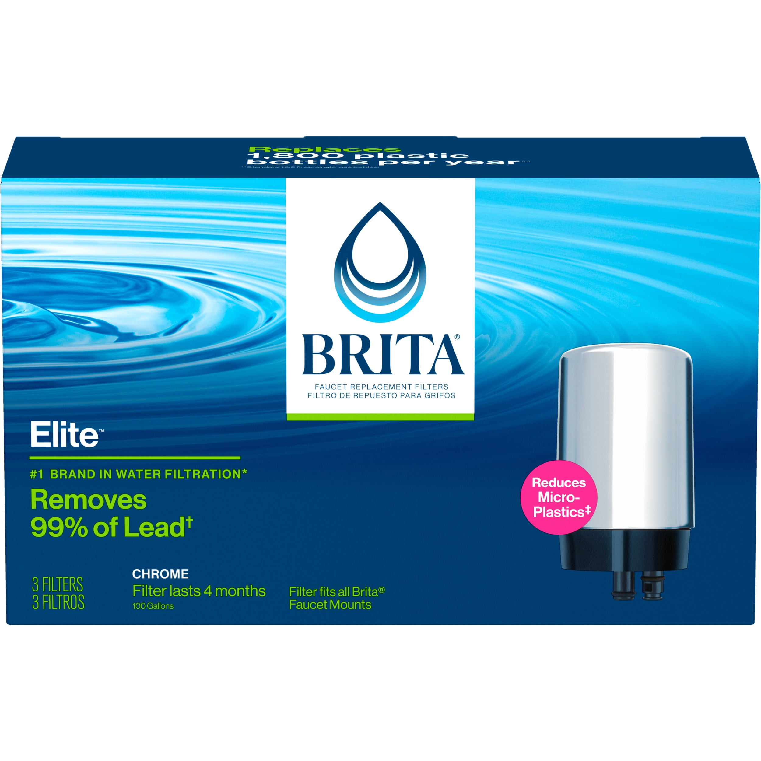 Brita Water Filter for Sink, Faucet Mount Water Filtration System for Tap  Water with 1 Replacement Filter, Reduces 99% of Lead, Chrome