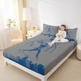 thumbnail image 4 of Homewish Ball Sports Athlete Queen Sheet Sets, Cartoon Baseball Player Flat Sheet, Teen Kid Child Queen Fitted Sheet, Grey Blue Luxury Bedroom Decor, 4pcs, 4 of 7