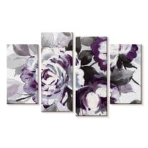 Elephant Stock Scent Of Roses Plum Wall Art - Horizontal Multi Panel Canvas - Living Room Wall Decor - Floral And Botanical Multi Panel - Gray And Purple Decor By Wild Apple Portfolio - 24" x 14"