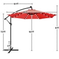 thumbnail image 3 of Topeakmart 10 ft Outdoor Hanging Cantilever Umbrella with 32 LED Lights & Adjustable Tilt, Red, 3 of 7