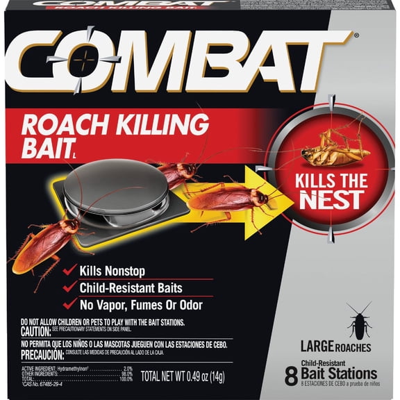 Combat Roach Killing PkauH Bait, Large Roach Bait Station, 8 Count 2 Pack