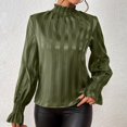 thumbnail image 4 of Womens Fall Business Pullover Shirts 2026 Mock Neck Long Sleeve Tops Fashion Striped Printed Ruffle Trim Tunic Going Out Top Ladies, 4 of 5