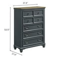 thumbnail image 2 of Roundhill Furniture Clelane Wood 5-Drawer Chest, Slate Blue, 2 of 7