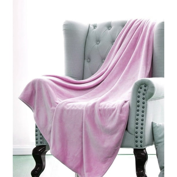 Microlight Plush Solid Fleece Throw Blanket, Light Pink, 50" x 60"