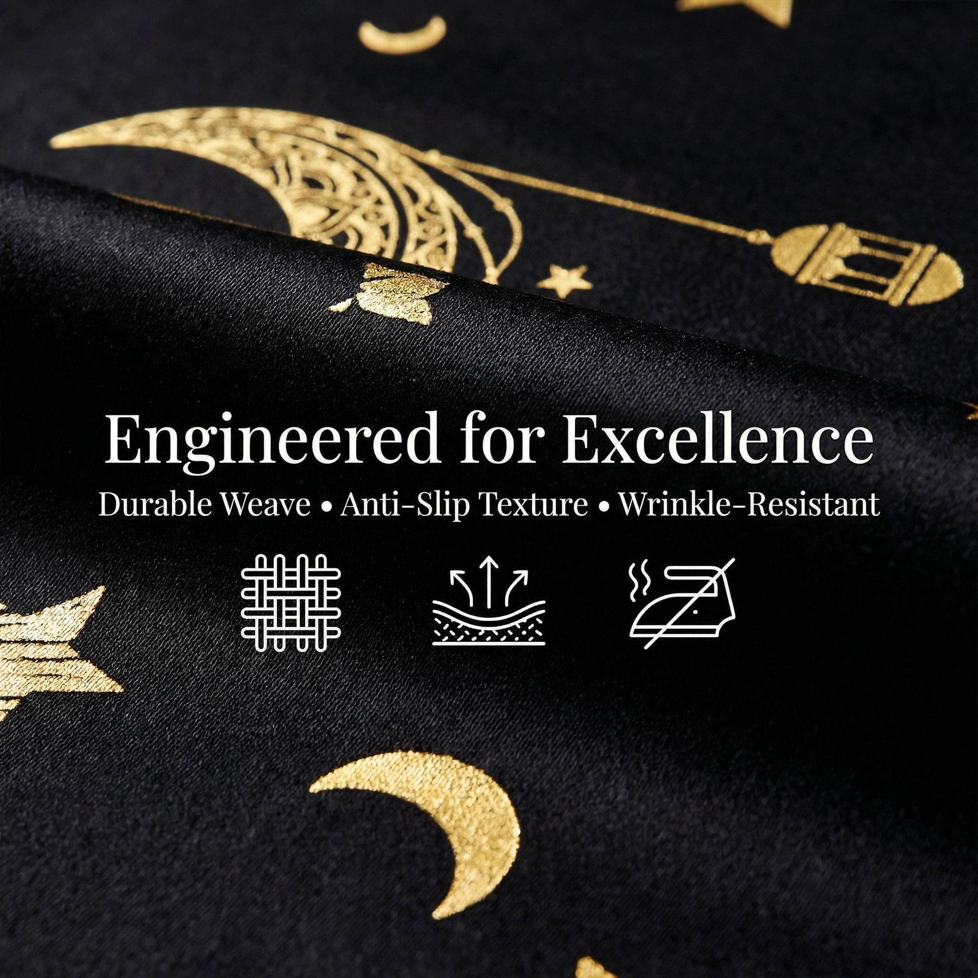 Unique Bargains Long Printed Polyester Table Runner for Decorations Black 13"x63"