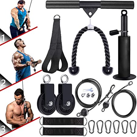 Bicep Lift Rope Fitness LAT and Lift Weight Cable Pulley System Gym Upgraded DIY Slient ...
