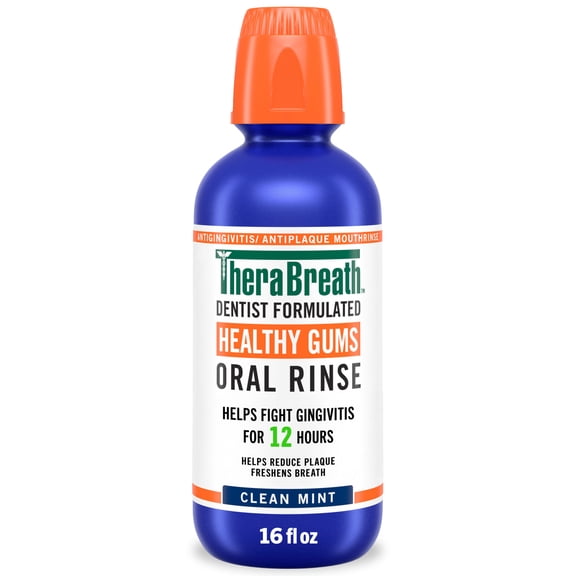 TheraBreath Healthy Gums Mouthwash, Antigingivitis Mouth Rinse for Adults, Clean Mint, 16 fl oz