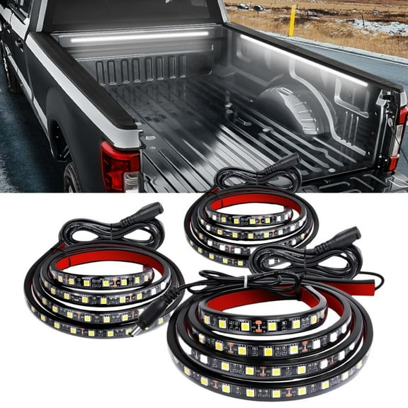 Waywe Truck Bed Light Strip 3PCS 60" 270 LEDs White Lighting Waterproof for 12 Volt Car Cargo Pickup SUV RV Boat, On/Off Switch Blade Fuse Splitter Cable