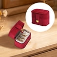 thumbnail image 2 of Square Leather Velvet Jewelry Ring Bearer Box | Oimcto Ring Box Wedding Engagement Box, Mini Ring Holder Pouch Box, Earrings Storage Box for Proposal, Ceremony, Anniversary, - Red, 2 of 8