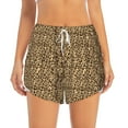 thumbnail image 2 of Gukieu Leopard Print Brown Print Women's Sports Shorts with Drawstring Elastic Waistband for Running, Yoga, Fitness-Small, 2 of 7