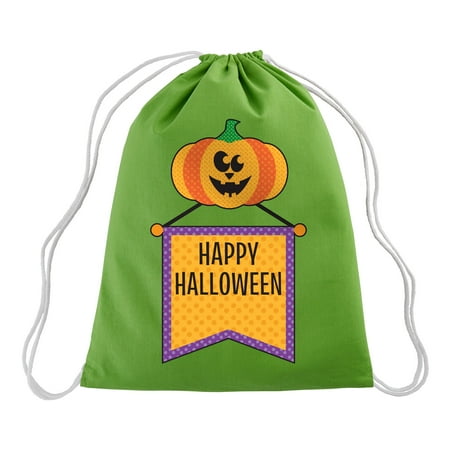 - Personalized Haunted Halloween Drawstring Treat Sack - Pumpkin