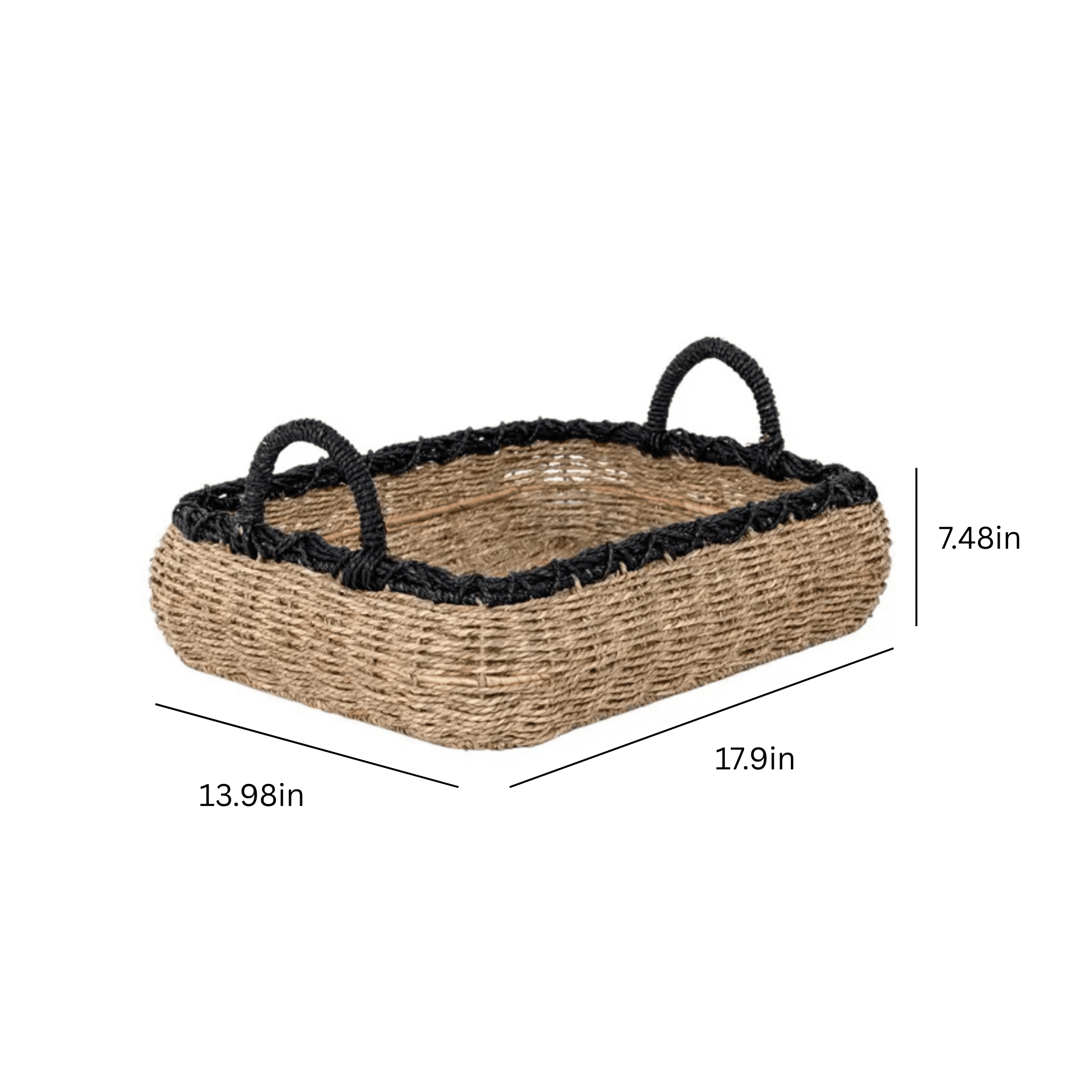(2 pack) Better Homes & Gardens Seagrass Tray Storage Basket with Handles