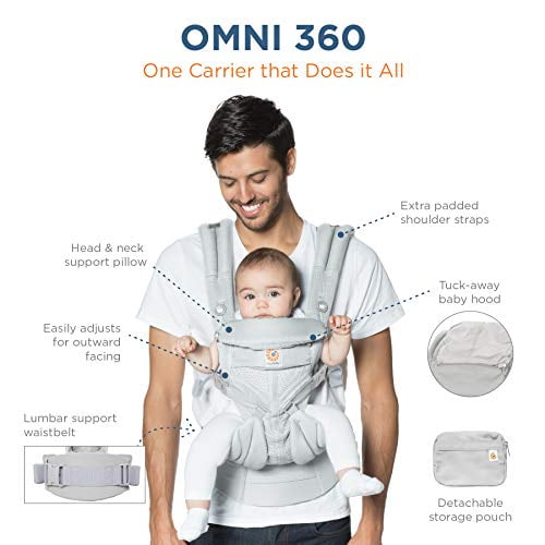 Ergobaby Omni 360 Cool Air Mesh Multi-Position Baby Carrier in Pearl Grey