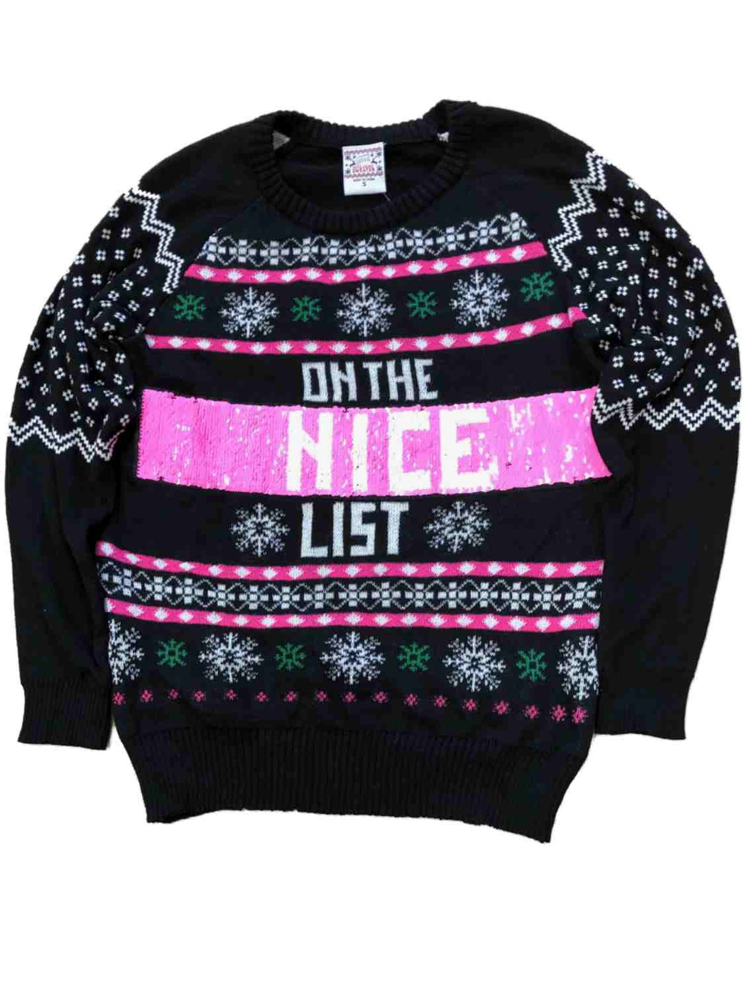 Womens Reversible Sequin Nice Or Naughty List Christmas Holiday Sweater -  Walmart.com