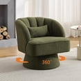 thumbnail image 1 of QinaQin Sillón accent giratorio extra suave 360°, tipo barrel con acolchado tipo nube y respaldo a rayas, tapizado teddy para sala o recámara, 1 of 7