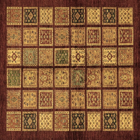 Ahgly Company Indoor Square Abstract Brown Modern Area Rugs, 8' Square
