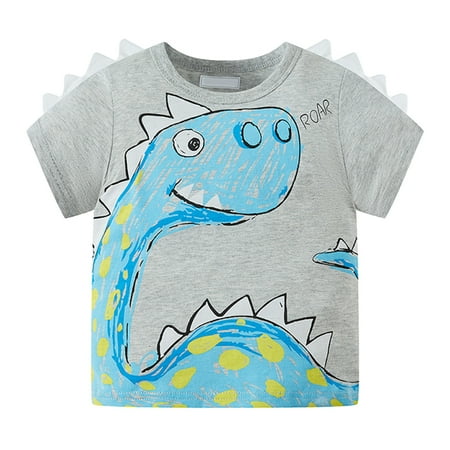 

Boys Tshirts Summer Short Sleeve Dinosaur Letter Prints T Shirt Tops For 4-5 Years