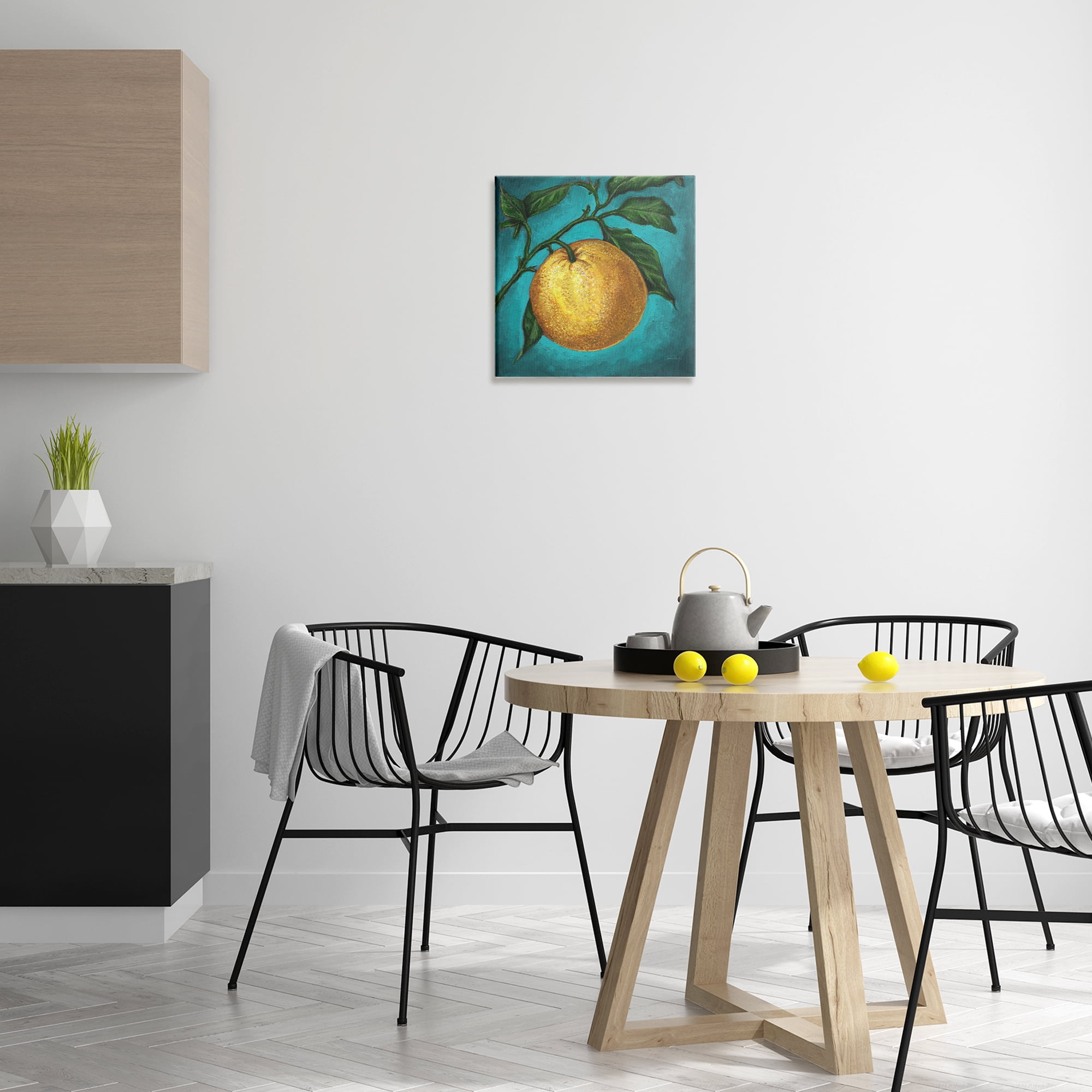 Stupell Industries Citrus Fruit on Branch Food & Beverage Painting Wrapped Canvas Art Print Wall Art, 17 x 17