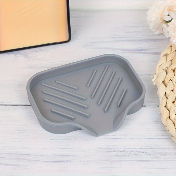 Gray Silicone Sink Mat with Splash Guard & Soap Tray – Non-Slip Water Drain Counter Protector for Kitchen, Bathroom & Laundry, 9.45 x 5.9 Inch