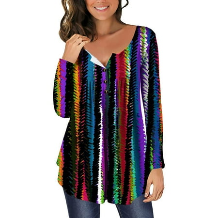 

Aueoeo Womens Tops Long Sleeve Womens Shirts Casual Women s Casual Long Sleeve Open Button Crew Neck Loose Fit Pleated Tunic Shirt Blouse Tops