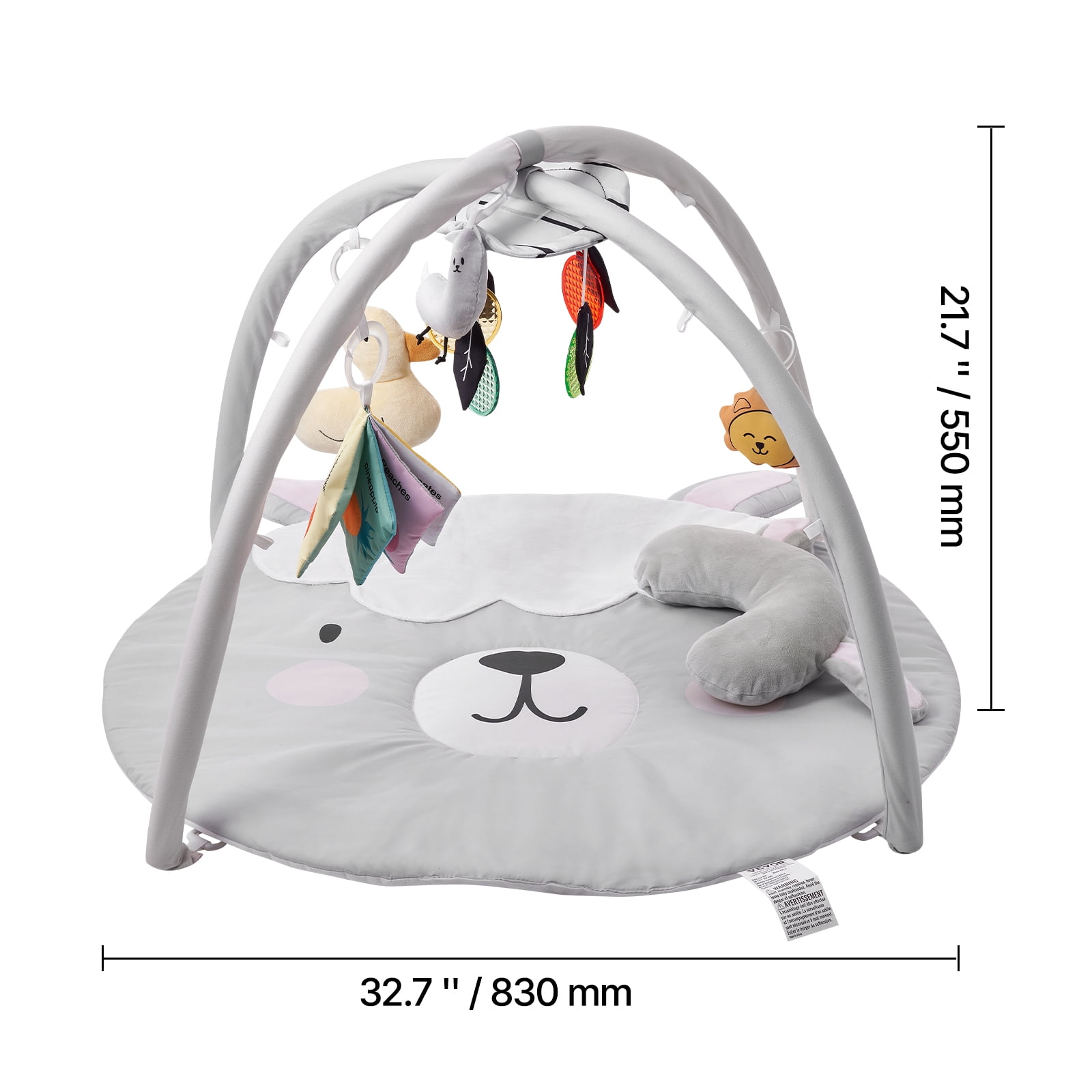 VEVOR Baby Play Gym Mat, Tummy Time Mat with 5 Sensory Toys, Baby Activity Mat with Light-up Musical Duck Toy for 0-18 Months Newborn Infant, Baby Essential Gift for Sensory & Motor Skill Development