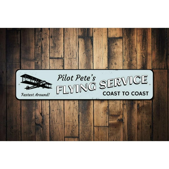 Coast to Coast Flying Service Novelty Sign, Metal Wall Decor - 4x18 inches