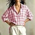 thumbnail image 4 of Warop Plaid Shirt for Women Fall Long Sleeve Blouses Button Down Lapel Tops Business Dressy Casual Work Outfits Clothes, 4 of 9