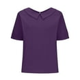 thumbnail image 1 of Chemise Rétro Mode Femme Couleur Unie Ample Décontractée Col Rabattu Manches Courtes T-Shirt Hauts, 1 of 5