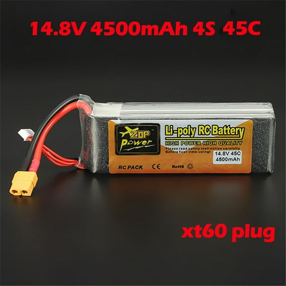 ZOP Power 14.8V 4500mAh 4S 45C Battery XT60 Plug For RC Car Helicopter Part