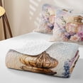 thumbnail image 4 of Castle Fairy Floral Perfume Print Twin Quilt Set,Vintage Watercolor Flowers Pattern Twin Coverlet Set,Pink Purple, 4 of 7