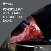 WypAll PowerClean X80 Cloths Heavy Duty Wipes (41055), Jumbo, Extended Use Towels, Red (1 Roll of 475 Sheets, 475 Sheet Total)
