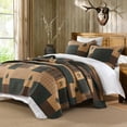 thumbnail image 5 of PANGUSHAN 100% Cotton King Quilt Set, Farmhouse Plaid King Size Quilt Bedding Set Bedspreads, Reversible Quilted Lightweight Comforter, Brown/Dark Green Bed Spread for King Bed, 3 Pieces, 5 of 11