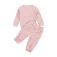 thumbnail image 2 of Children's Two Piece Set Kid's Solid Color Crew Neck Long Sleeve Pullover Toddler's Elastic Lace Up Trousers, 2 of 4