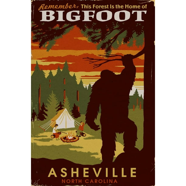 Asheville, North Carolina, Home of Bigfoot (16x24 Giclee Gallery Art