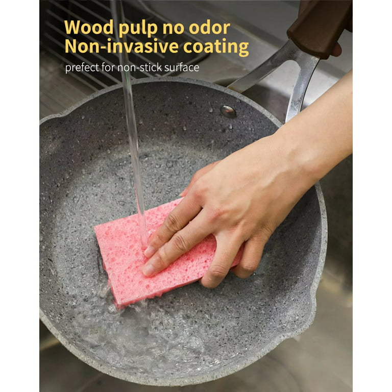 oTwoBear Cellulose Kitchen Sponge, Dishwashing Sponge for Kitchen, Cookware, Bathroom - Compressed Packaging, 6 Pack