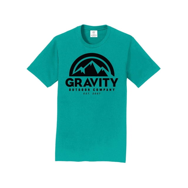 Gravity Outdoor Co. T-Shirt à Manches Courtes - Sarcelle - Logo Noir - 2TG
