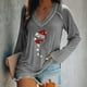 thumbnail image 1 of Pntutb Moda Mujer Casual Cuello en V Navidad Impreso Camiseta de manga larga Pntutb Pntutb-3117, 1 of 4