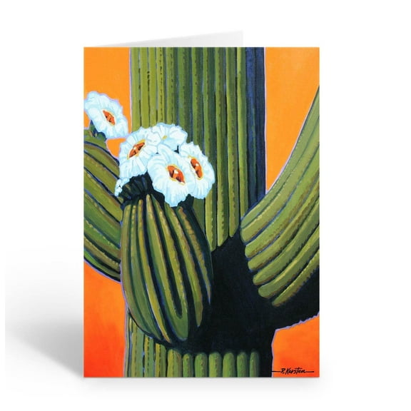 Stonehouse Collection Southwest Cactus Note Card | USA Made | New Address, Thank You, Blank Note Card (Saguaro Sunset)