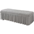 thumbnail image 1 of Seersucker Piano Bench Covers with Ruffle Long Skirt, Stretch Dining Room Bench Slipcovers Solid Color Upholstered Rectangle Long Chair Protectors for Hotel Bedroom(Light Gray,Medium), 1 of 7