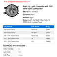 thumbnail image 2 of Right Fog Light - Compatible with 2007 - 2014 Toyota Camry Sedan 2008 2009 2010 2011 2012 2013, 2 of 2