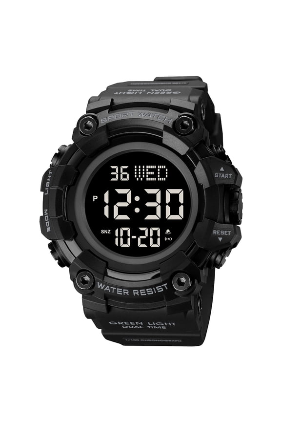 Men's Wristwatch, SKMEI Waterproof Stopwatch Alarm LED Back Light Sports Watch, Black