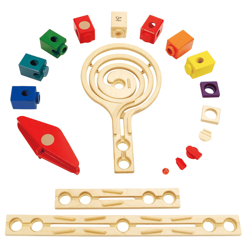 Hape Quadrilla Xcellerator Marble Run Race Maze Toy Construction Building Set 