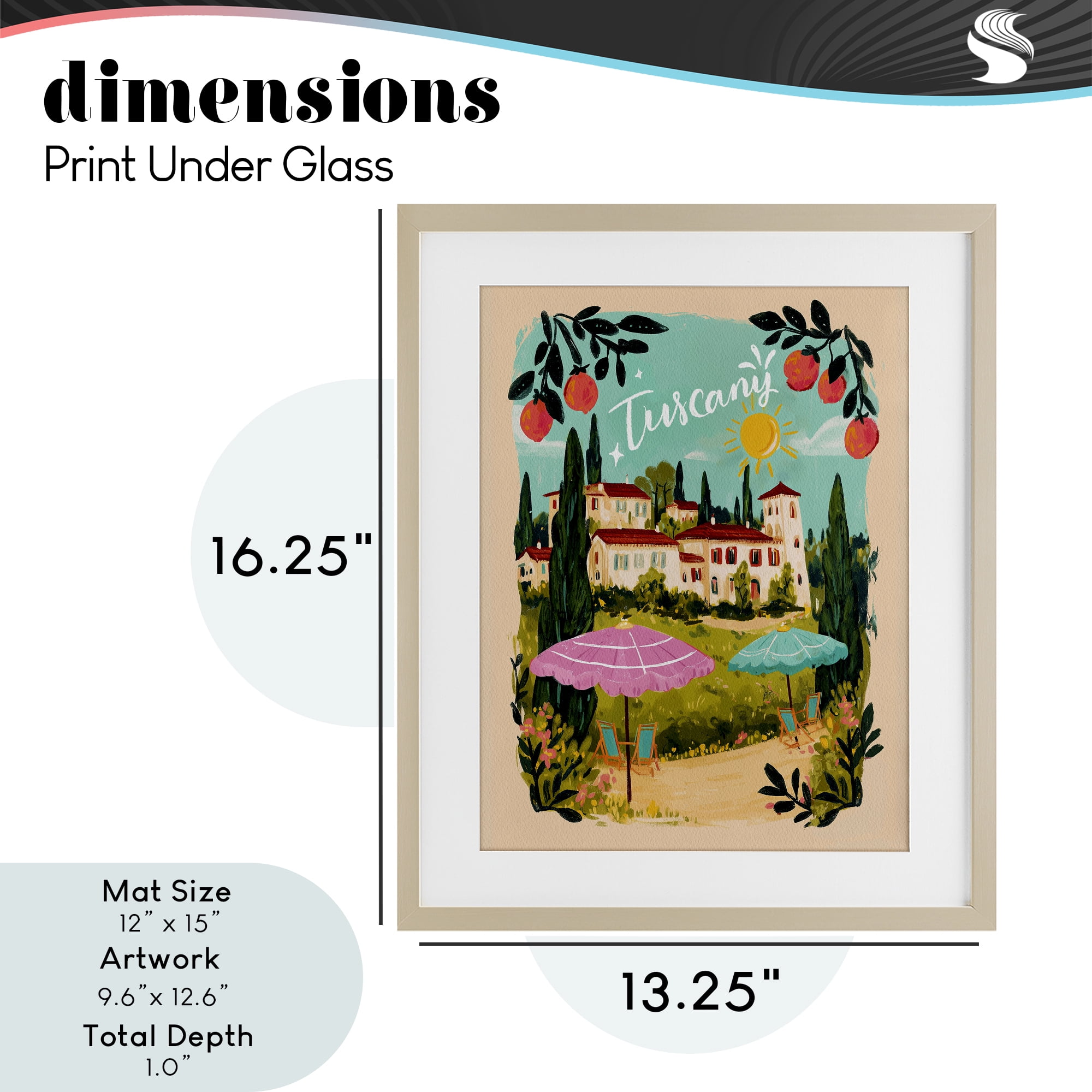 Fruit Bordered Tuscany Birch Framed Print Under Glass, design by Yen
