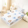 thumbnail image 4 of Manfei Wild Animal Rabbit Twin Sheets,Blue Princess Bowknot Bedding,3pcs,1 Flat Sheet,1 Fitted Sheet and 1 Pillowcase, 4 of 6