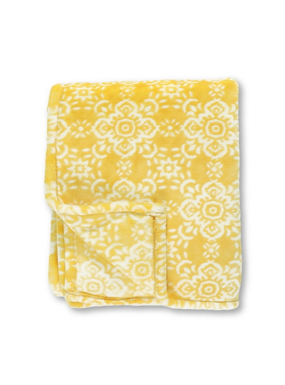 Better Homes & Gardens Ultra Soft Velvet Plush Throw Blanket, Yellow, Oversized Throw