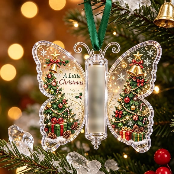Christmas Cash Gift Butterfly Ornament, Money Holder for Rolled Bills, Hanging Christmas Tree Decoration, Festive Stocking Stuffer Keepsake for Holiday Gifting